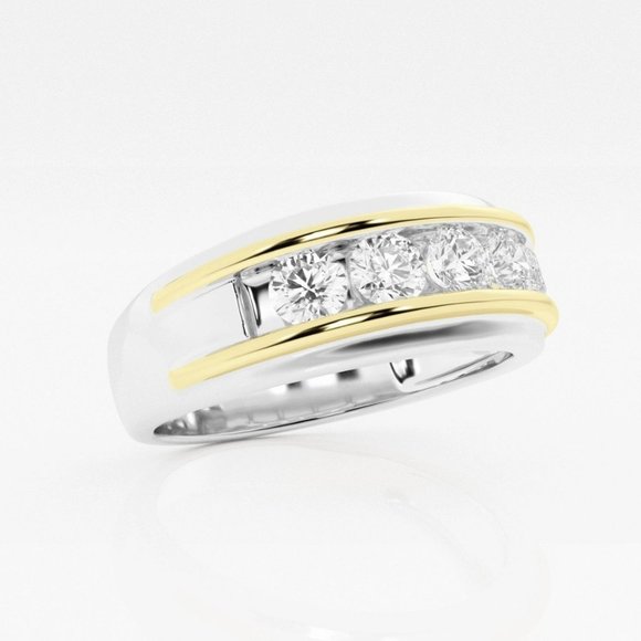 1 Ctw Round Lab Grown Diamond Men's Channel Set Wedding Band - Picture 2 of 4